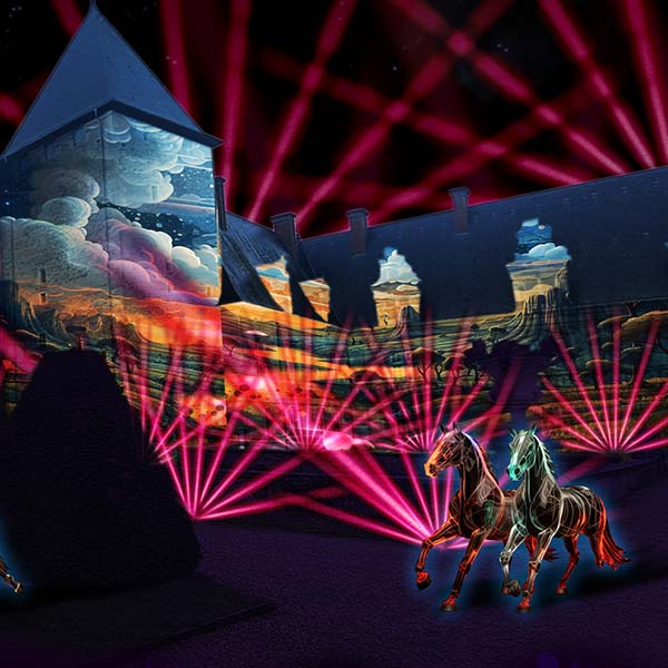 cheveaux-fleville Simulation son et lumière Château de Fléville